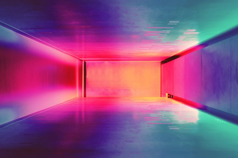 Brightly colored hallway.