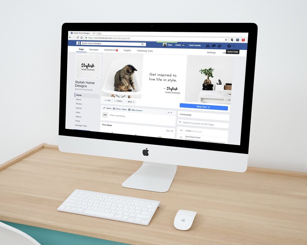 Facebook opened on an iMac.
